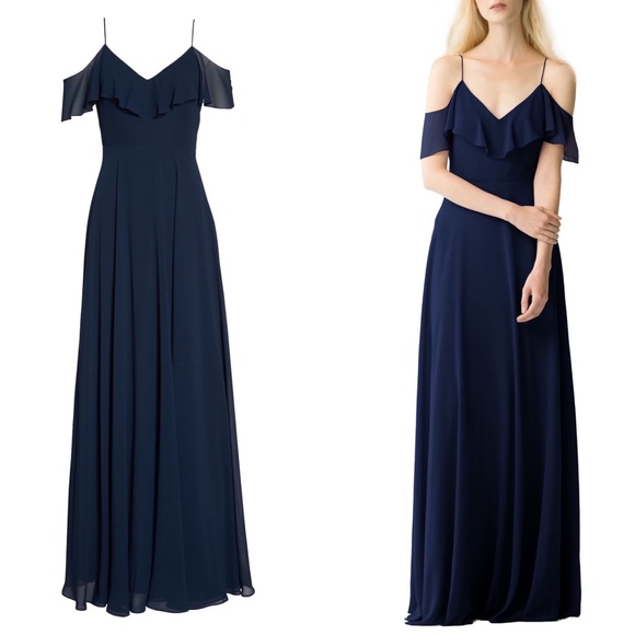 Jenny Yoo Cold Shoulder Chiffon Gown - Picture 3 of 3